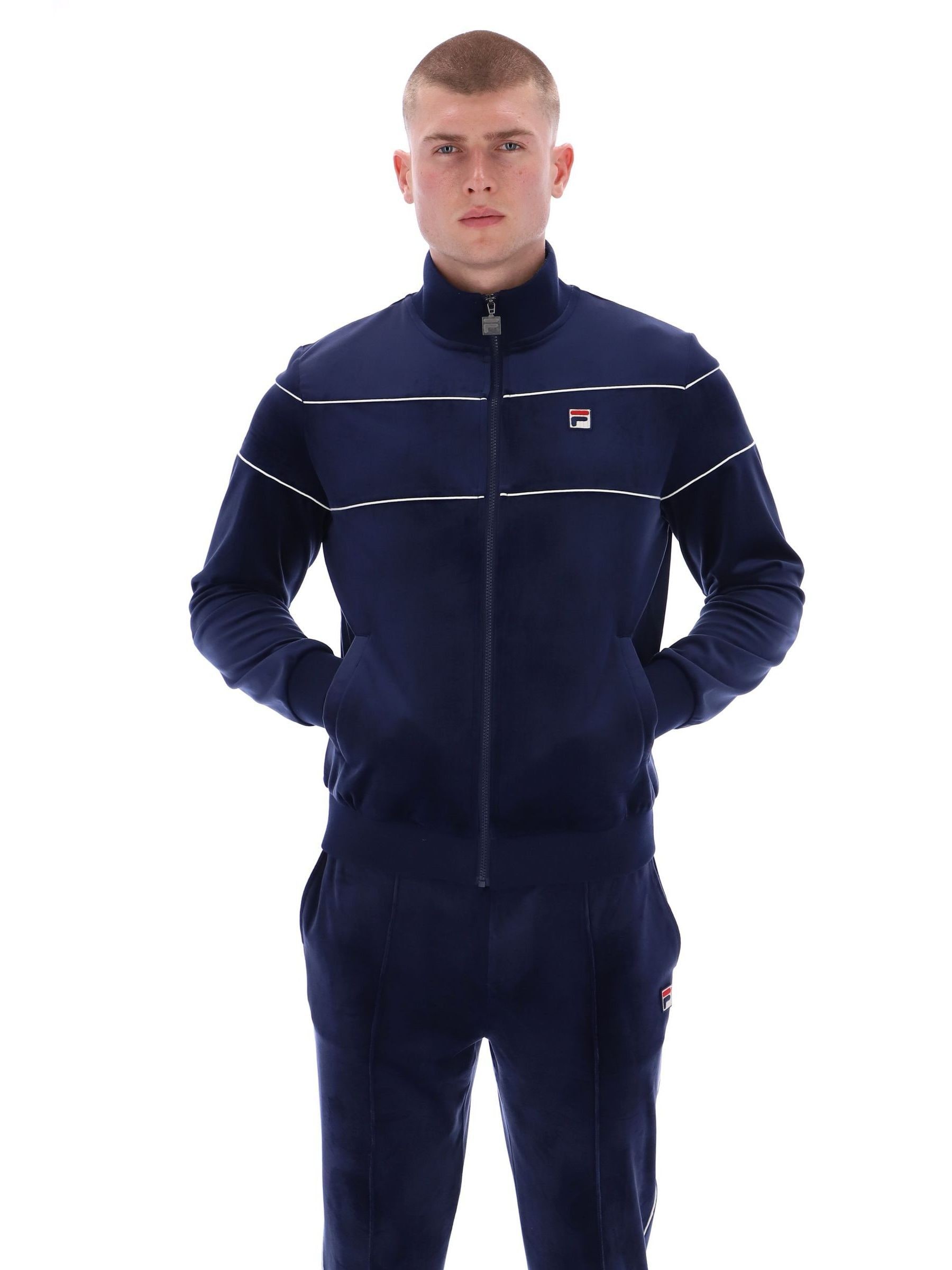 Buy Fila Blue Vittorio Velour Truck Top Jacket With Piping from