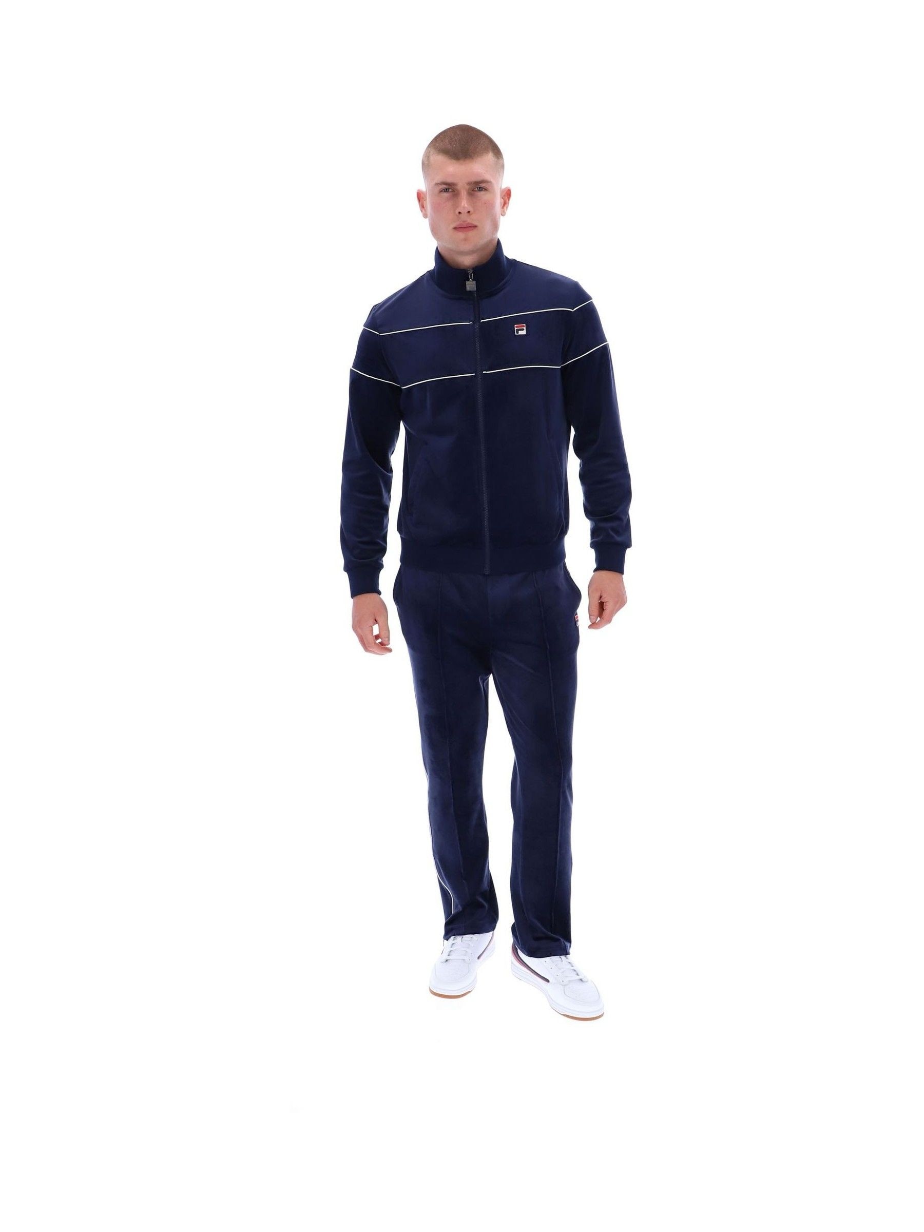 Buy Fila Blue Vittorio Velour Truck Top Jacket With Piping from