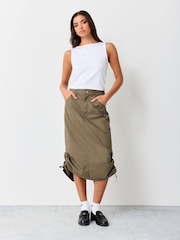 adidas Originals Olive Green Utility Midi Skirt - Image 2 of 5
