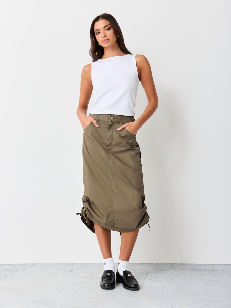 adidas Originals Olive Green Utility Midi Skirt - Image 2 of 5 adidas Originals Olive Green Utility Midi Skirt - Image 2 of 5