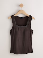 Choklad Brun - Hidden Support Lace Trim Thermal Tencel Modal Base Layer Bra Top Vest - Bild 5 av 7