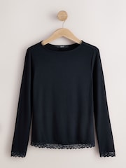 Crna - Base Layer Lace Trim Long Sleeve Thermal - Slika 4 od 6