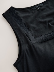 Svart - Hidden Support Lace Trim Thermal Tencel Modal Base Layer Bra Top Vest - Bild 7 av 7