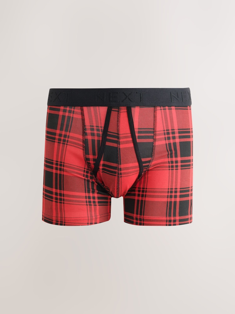 Red/Yellow/Green Check A-Front Cotton Rich Boxers 5 Pack - Image 2 of 9 Red/Yellow/Green Check A-Front Cotton Rich Boxers 5 Pack - Image 2 of 9