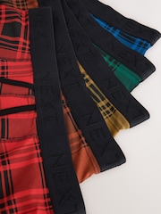 Red/Yellow/Green Check A-Front Cotton Rich Boxers 5 Pack - Image 8 of 9