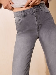 Friends Like These Grey Petite Full Length Stovepipe Straight Leg Denim Jeans - Image 3 of 5