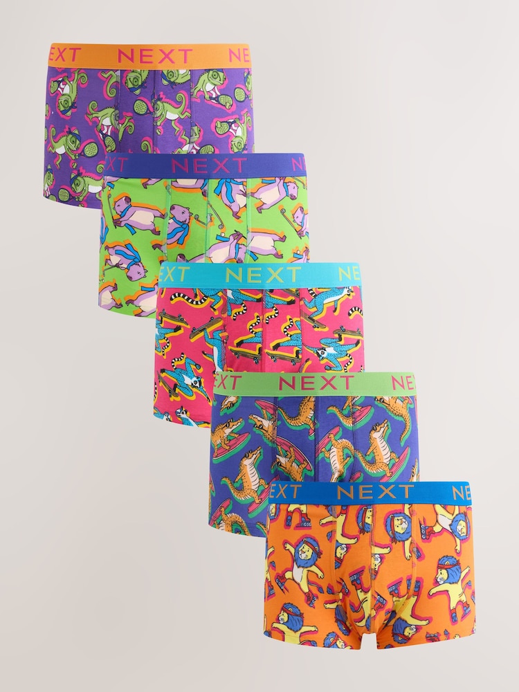 Bright Animals 5 Pack Hipster Cotton Rich Boxers - Image 1 of 9