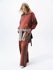 self. Rust Brown Half Zip Sweatshirt - Image 2 of 8