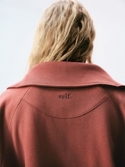 self. Rust Brown Half Zip Sweatshirt - Image 5 of 8