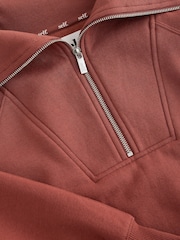 self. Rust Brown Half Zip Sweatshirt - Image 8 of 8