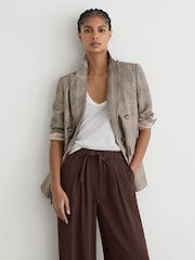 Reiss Chocolate Brown Aimee Petite Drawstring Wide-Leg Trousers - Image 3 of 9
