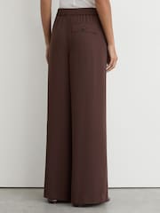 Reiss Chocolate Brown Aimee Petite Drawstring Wide-Leg Trousers - Image 7 of 9