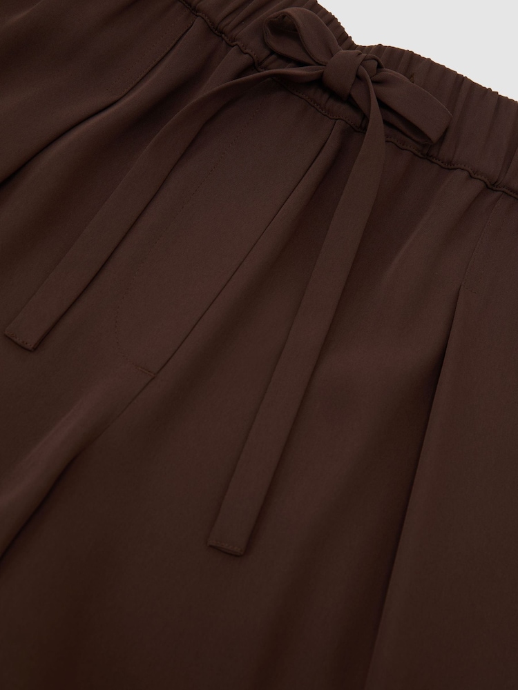 Reiss Chocolate Brown Aimee Drawstring Wide-Leg Trousers - Image 8 of 8 Reiss Chocolate Brown Aimee Drawstring Wide-Leg Trousers - Image 8 of 8