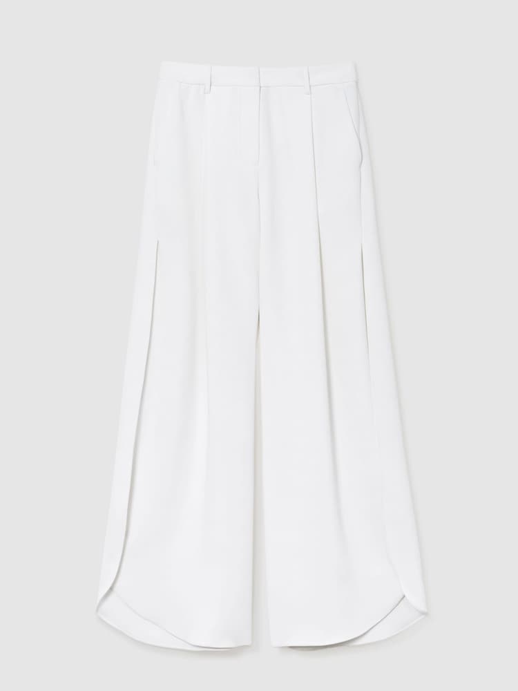 Reiss White Deena Petite Side-Split Wide-Leg Trousers - Image 2 of 8