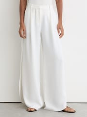 Reiss White Deena Petite Side-Split Wide-Leg Trousers - Image 4 of 8