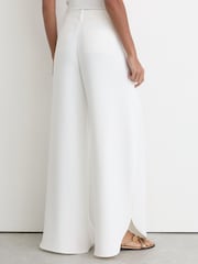 Reiss White Deena Petite Side-Split Wide-Leg Trousers - Image 6 of 8