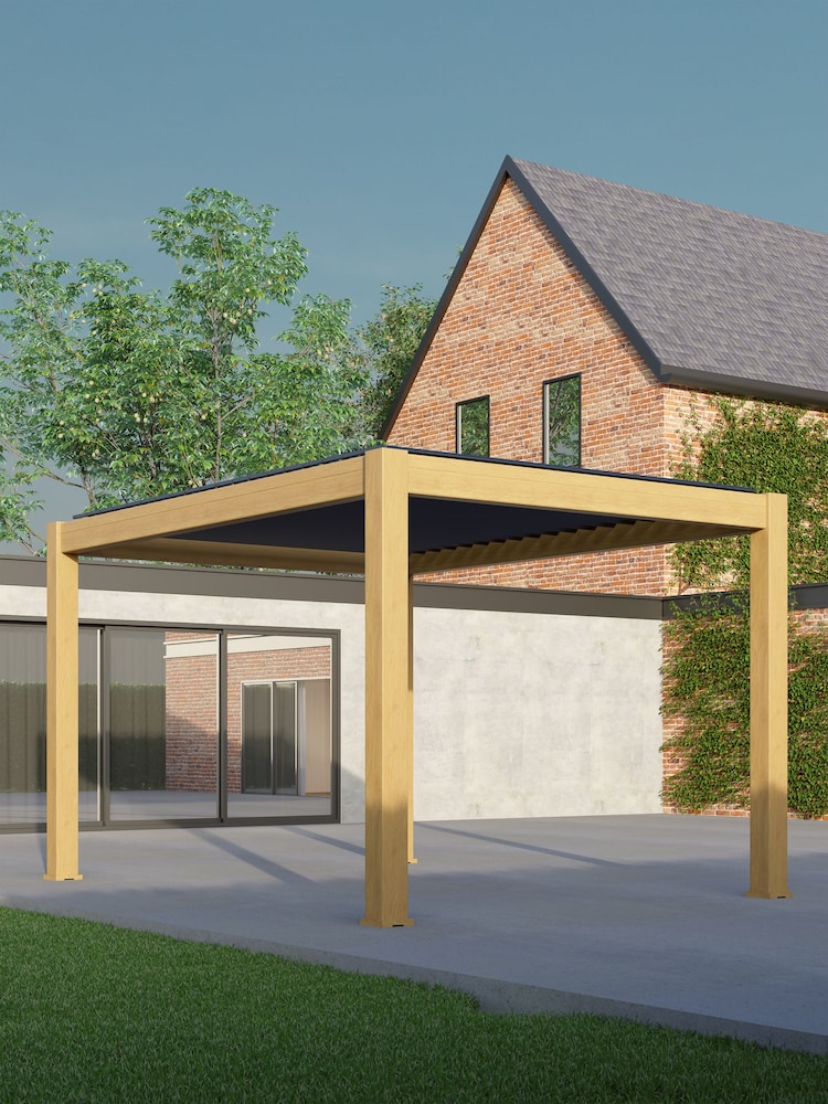 CELTIC LEISURE Wood Effect Natural Saturn Aluminium Frame Pergola - Image 1 of 7