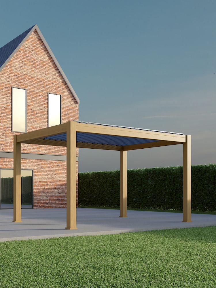 CELTIC LEISURE Wood Effect Natural Saturn Aluminium Frame Pergola - Image 2 of 7