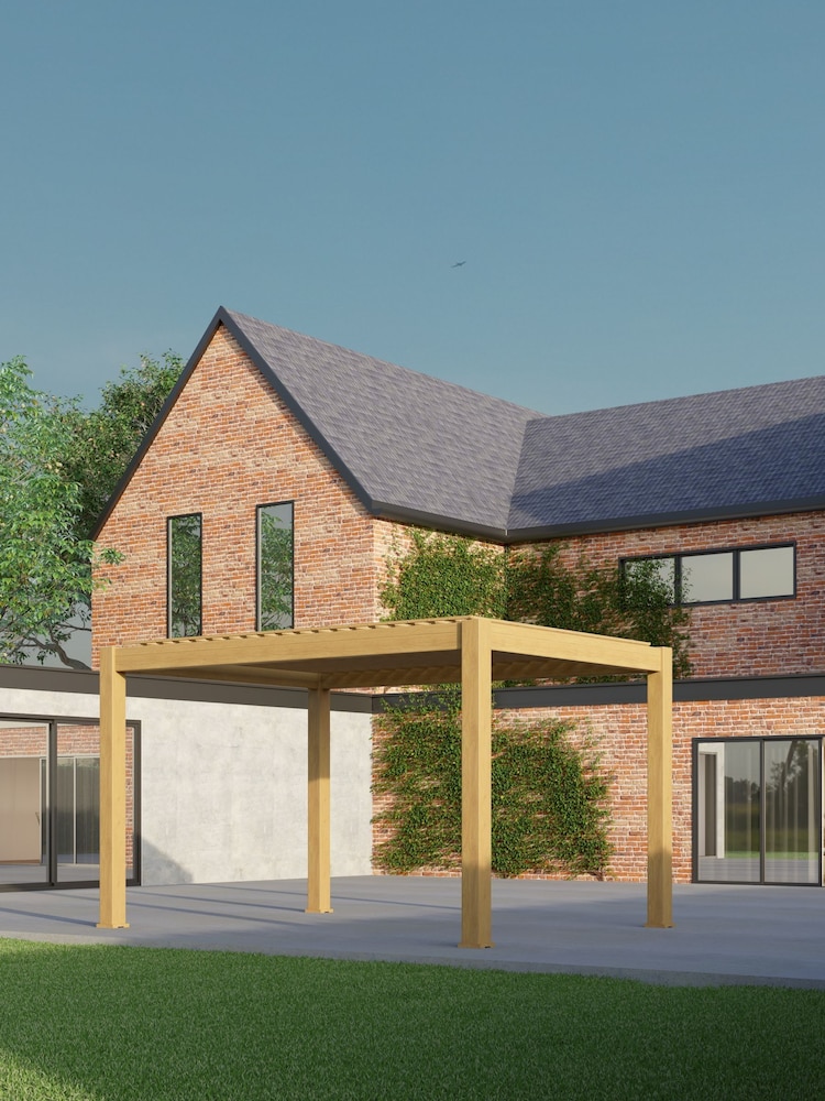 CELTIC LEISURE Wood Effect Natural Saturn Aluminium Frame Pergola - Image 7 of 7