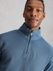 White Stuff Blue Sidmouth Half-Zip Sweat Top - Image 4 of 6