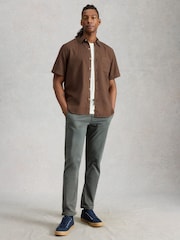 White Stuff Brown Ely Linen Short Sleeve Shirt - Image 1 of 6