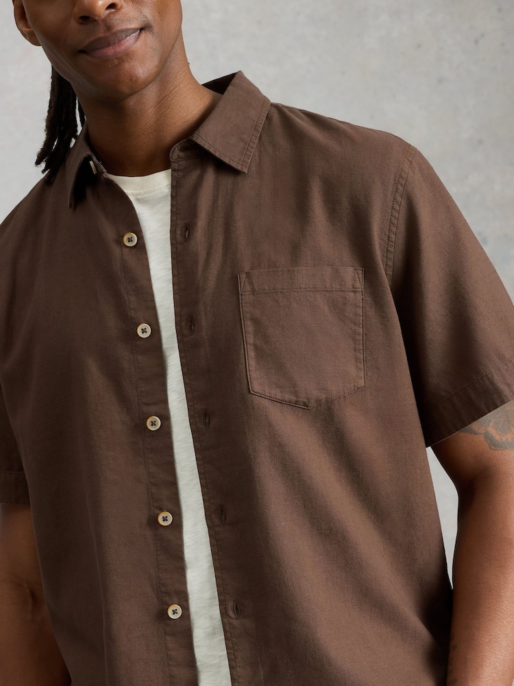 White Stuff Brown Ely Linen Short Sleeve Shirt - Image 2 of 6
