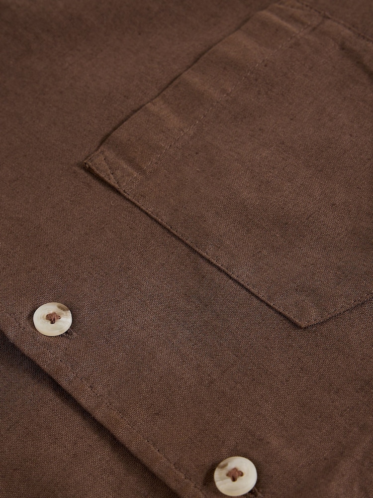 White Stuff Brown Ely Linen Short Sleeve Shirt - Image 6 of 6