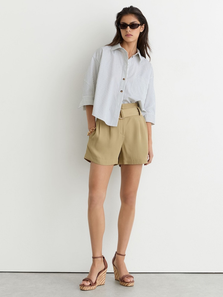 Reiss Natural Hazel Leather Zebra-Wedge Sandals - Image 1 of 7