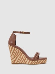 Reiss Natural Hazel Leather Zebra-Wedge Sandals - Image 2 of 7
