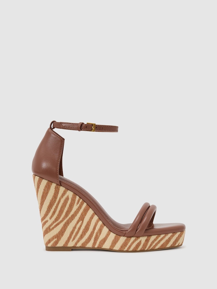 Reiss Natural Hazel Leather Zebra-Wedge Sandals - Image 2 of 7