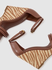 Reiss Natural Hazel Leather Zebra-Wedge Sandals - Image 3 of 7