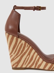 Reiss Natural Hazel Leather Zebra-Wedge Sandals - Image 4 of 7