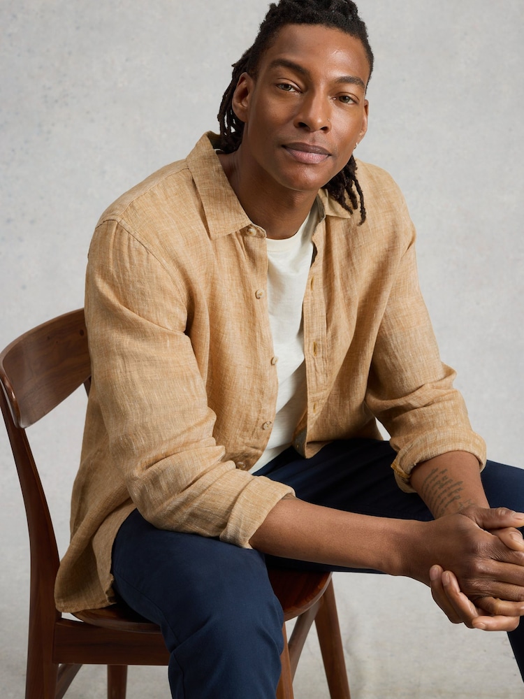 White Stuff Yellow Keswick Long Sleeve Linen Shirt - Image 1 of 6