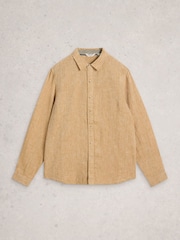 White Stuff Yellow Keswick Long Sleeve Linen Shirt - Image 5 of 6