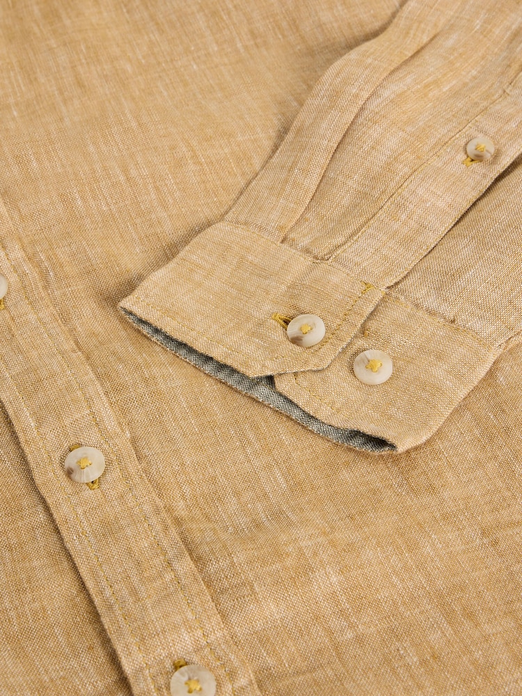 White Stuff Yellow Keswick Long Sleeve Linen Shirt - Image 6 of 6