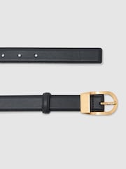 Reiss Navy Hazel Leather Curved-Buckle Belt - Image 2 of 3