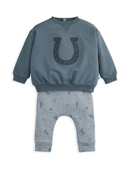 Mamas & Papas Blue Wild West Sweat Top & Leggings Set - Image 2 of 4