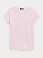 Rose - T-shirt Polo Ralph Lauren en jersey à col en V - Image 1 de 2