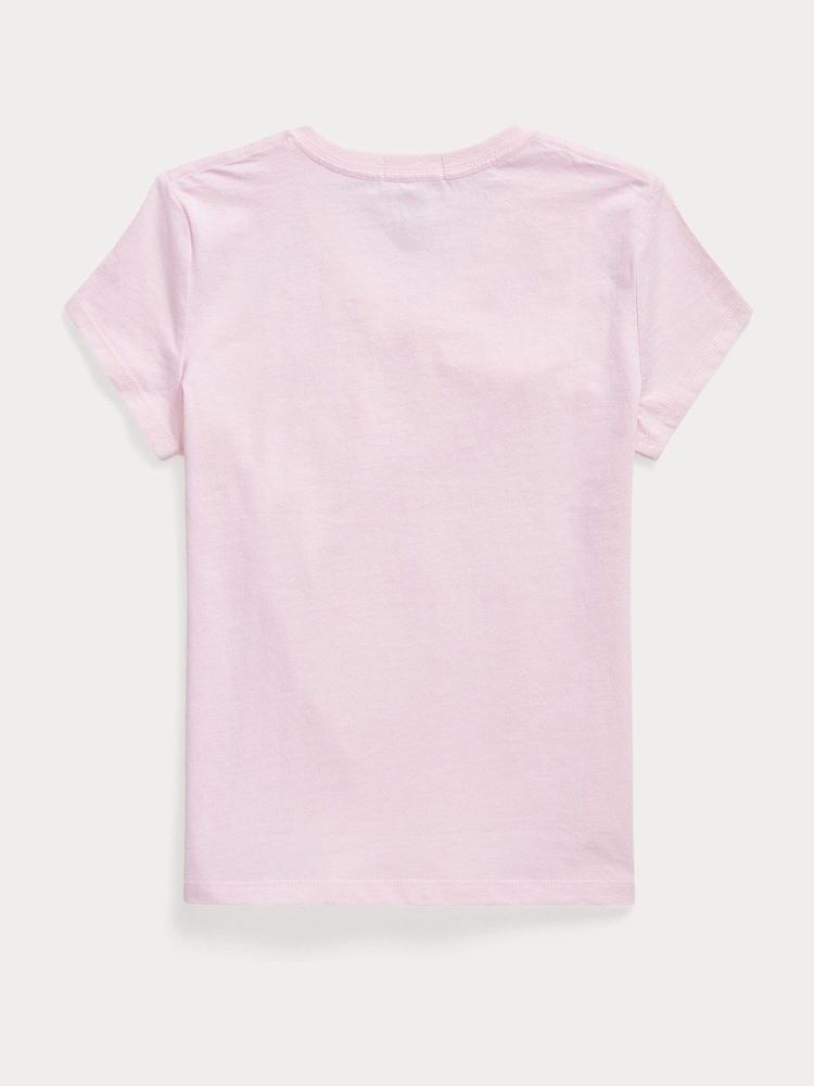 Rose - T-shirt Polo Ralph Lauren en jersey à col en V - Image 2 de 2