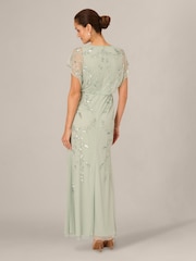 Adrianna Papell Green Studio Beaded Flutter Blouson Dress - Image 3 of 6
