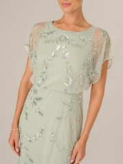 Adrianna Papell Green Studio Beaded Flutter Blouson Dress - Image 4 of 6