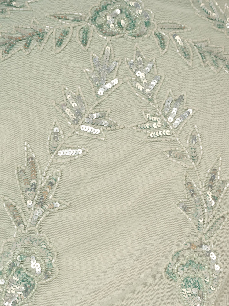 Adrianna Papell Green Studio Beaded Flutter Blouson Dress - Image 6 of 6