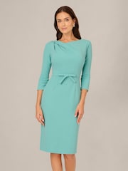 Adrianna Papell Green Drape Neck Sheath Dress - Image 1 of 6