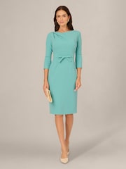 Adrianna Papell Green Drape Neck Sheath Dress - Image 2 of 6