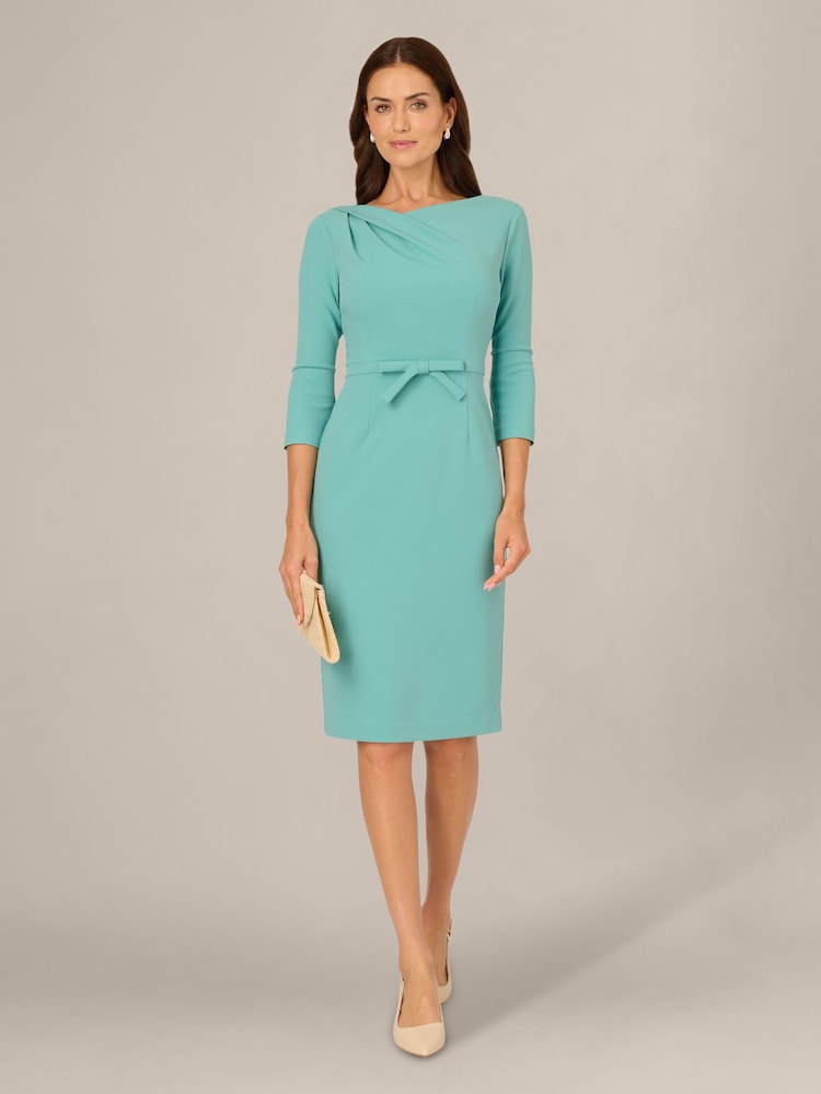 Adrianna Papell Green Drape Neck Sheath Dress - Image 2 of 6
