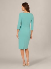 Adrianna Papell Green Drape Neck Sheath Dress - Image 3 of 6