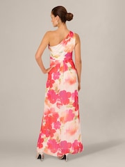 Adrianna Papell Pink One Shoulder Chiffon Gown - Image 2 of 6