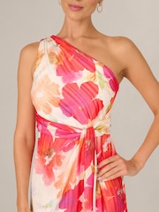 Adrianna Papell Pink One Shoulder Chiffon Gown - Image 6 of 6