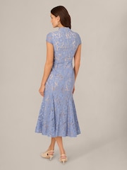Adrianna Papell Blue Ankle Length Lace Dress - Image 3 of 6