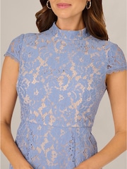 Adrianna Papell Blue Ankle Length Lace Dress - Image 5 of 6